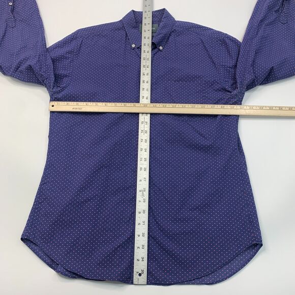 Bonobos Dress Shirt Mens M Medium SLIM Blue Salmon Spotted Cotton Button Down - Picture 6 of 10